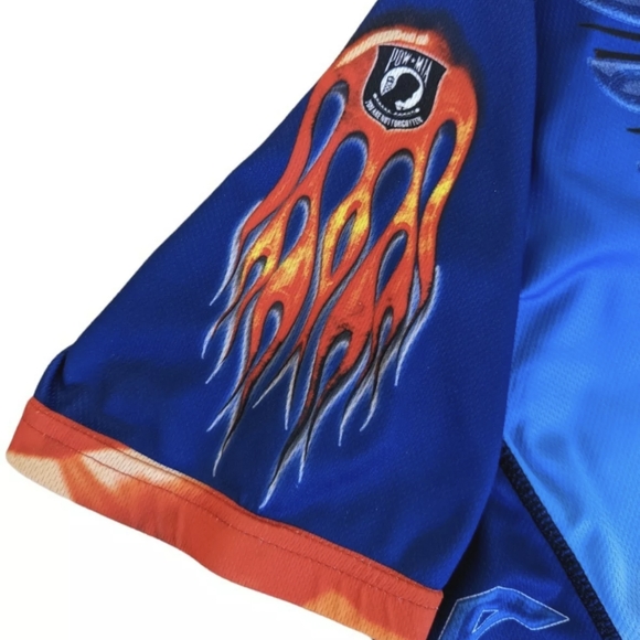 Vintage Primal Wear Cycling Jersey Men's Sz L Blue Army Strong Flames Full Zip - Picture 9 of 13